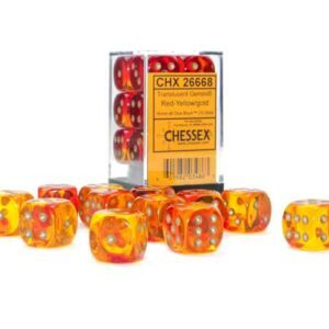 Chessex Translucent Gemini Red-Yellow/Gold (D6 16mm 12pcs)
